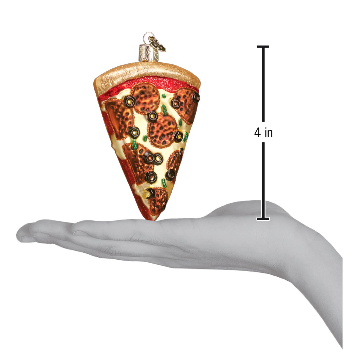 Old World Christmas Pizza Slice Ornament - hand-blown glass Christmas tree ornament (view 4)