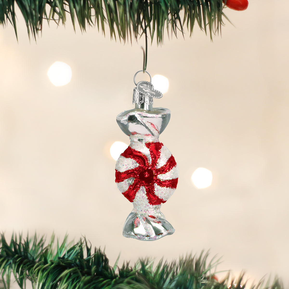 Old World Christmas Peppermint Candy Ornament - hand-blown glass Christmas tree ornament