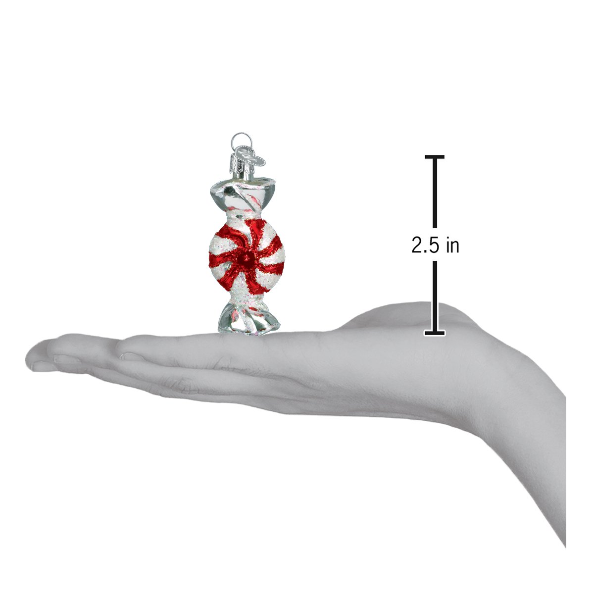 Old World Christmas Peppermint Candy Ornament - hand-blown glass Christmas tree ornament (view 3)