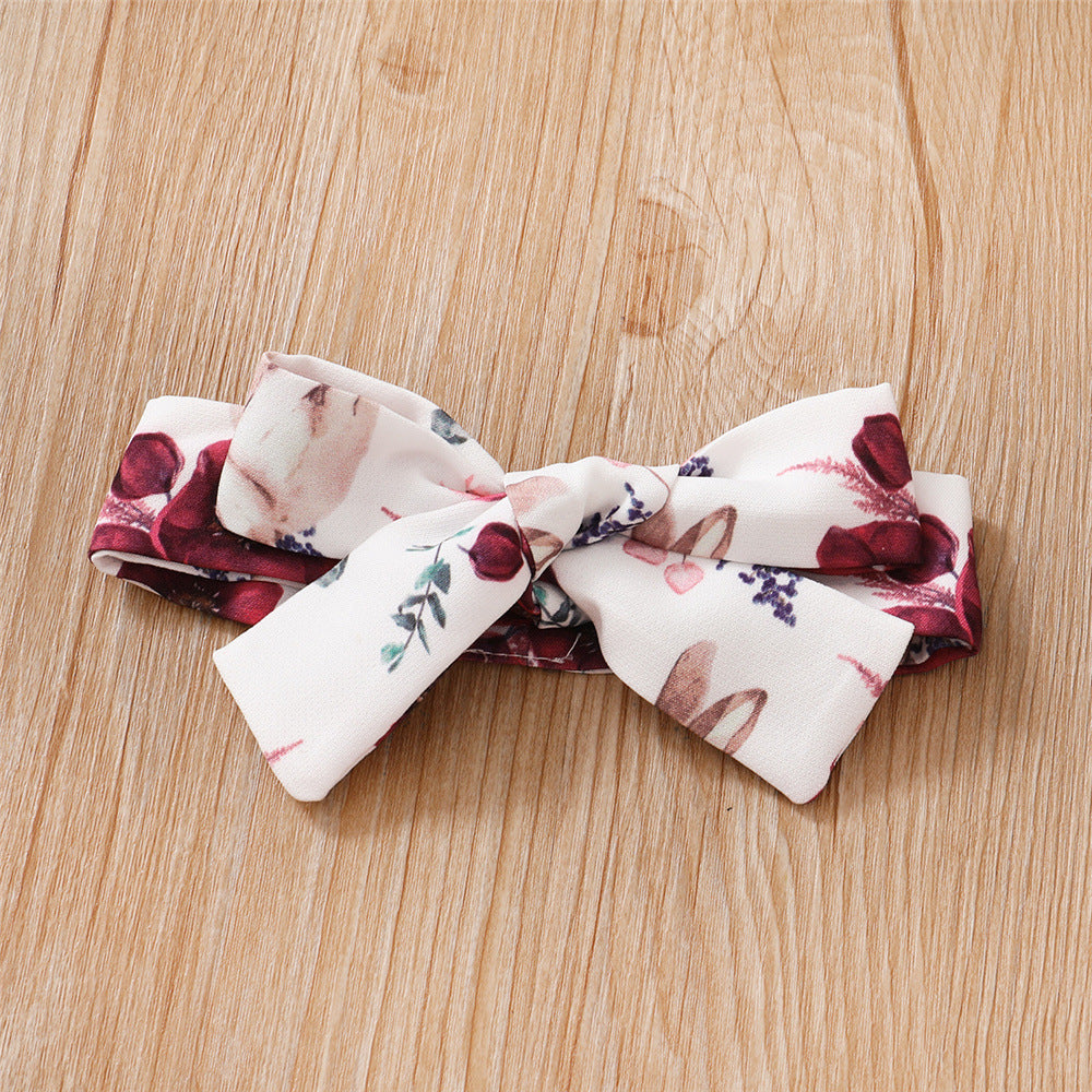 Long-sleeve Jumpsuit Floral Suspender Pants Headscarf Three-piece Set - Cindi Book