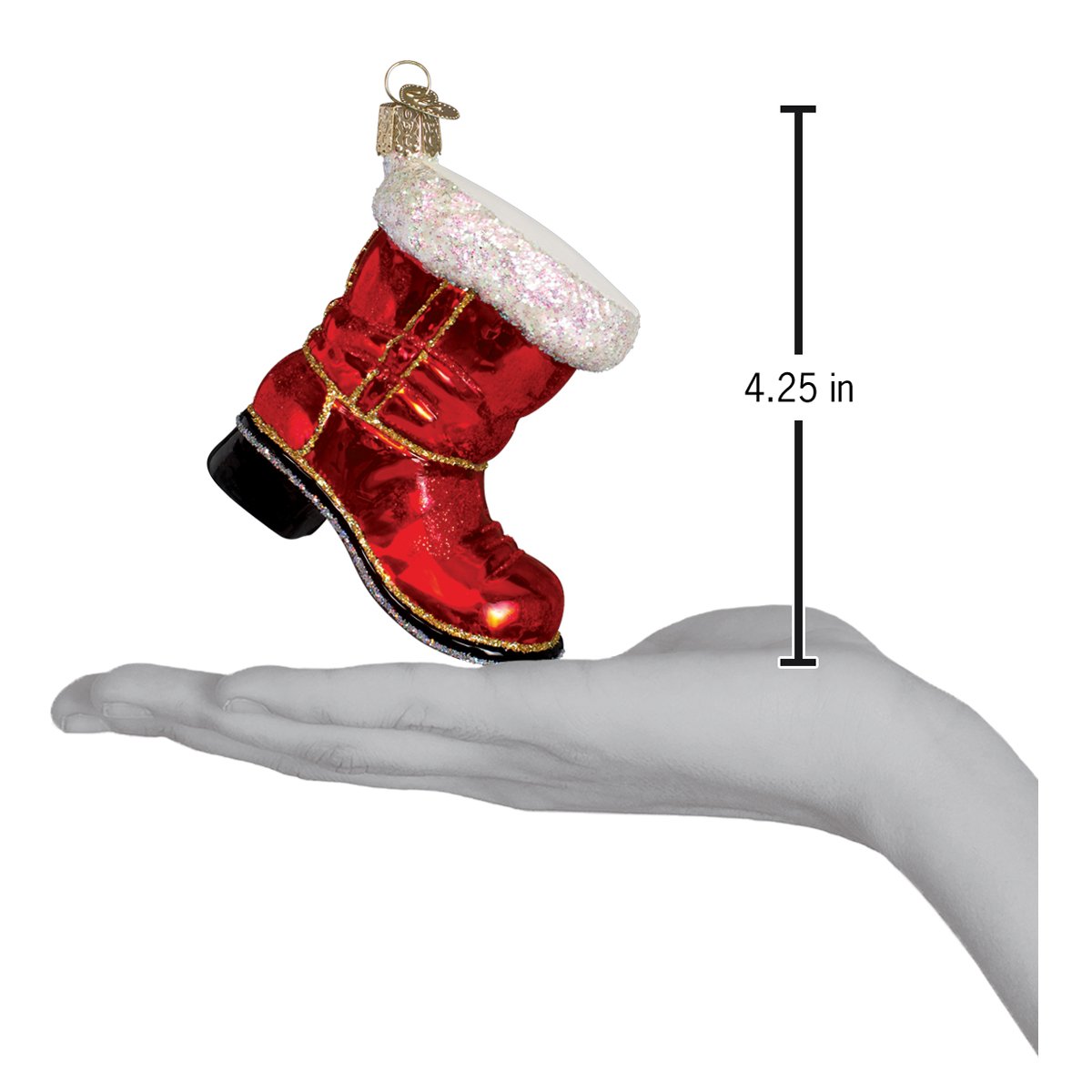 Old World Christmas Santa's Boot Ornament - hand-blown glass Christmas tree ornament (view 4)