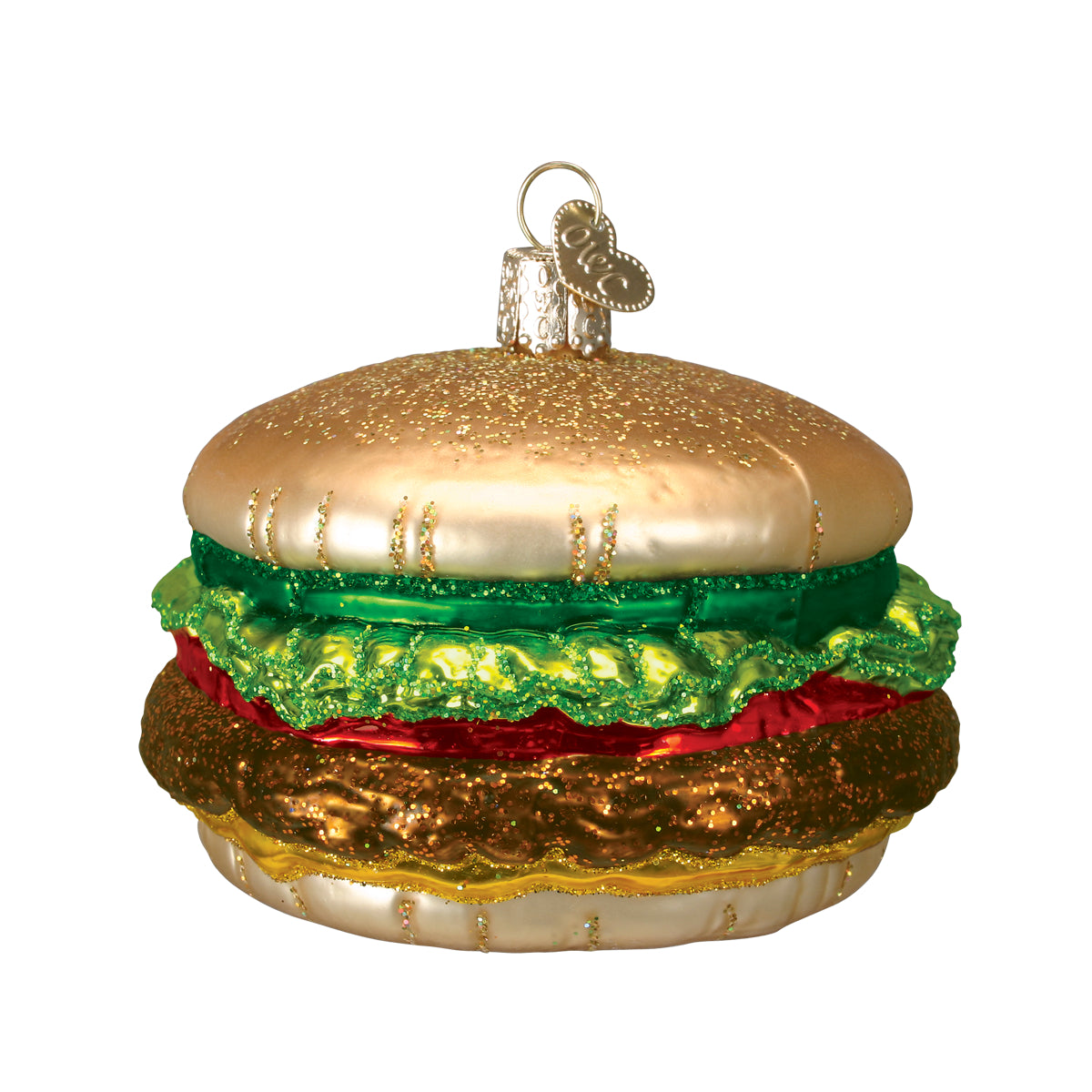 Old World Christmas Cheeseburger Ornament - hand-blown glass Christmas tree ornament (view 3)