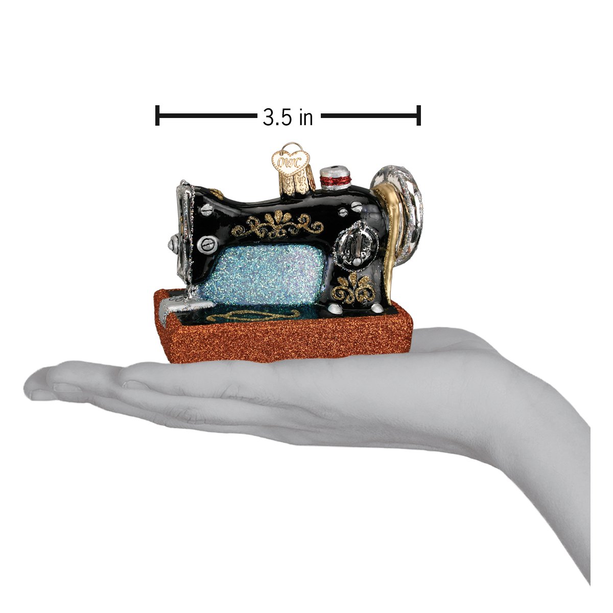 Old World Christmas Sewing Machine Ornament - hand-blown glass Christmas tree ornament (view 4)