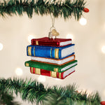 Old World Christmas Stack Of Books Ornament - hand-blown glass Christmas tree ornament