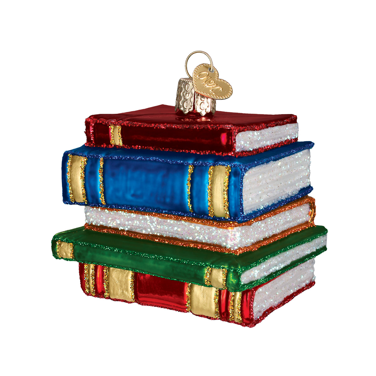Old World Christmas Stack Of Books Ornament - hand-blown glass Christmas tree ornament (view 4)