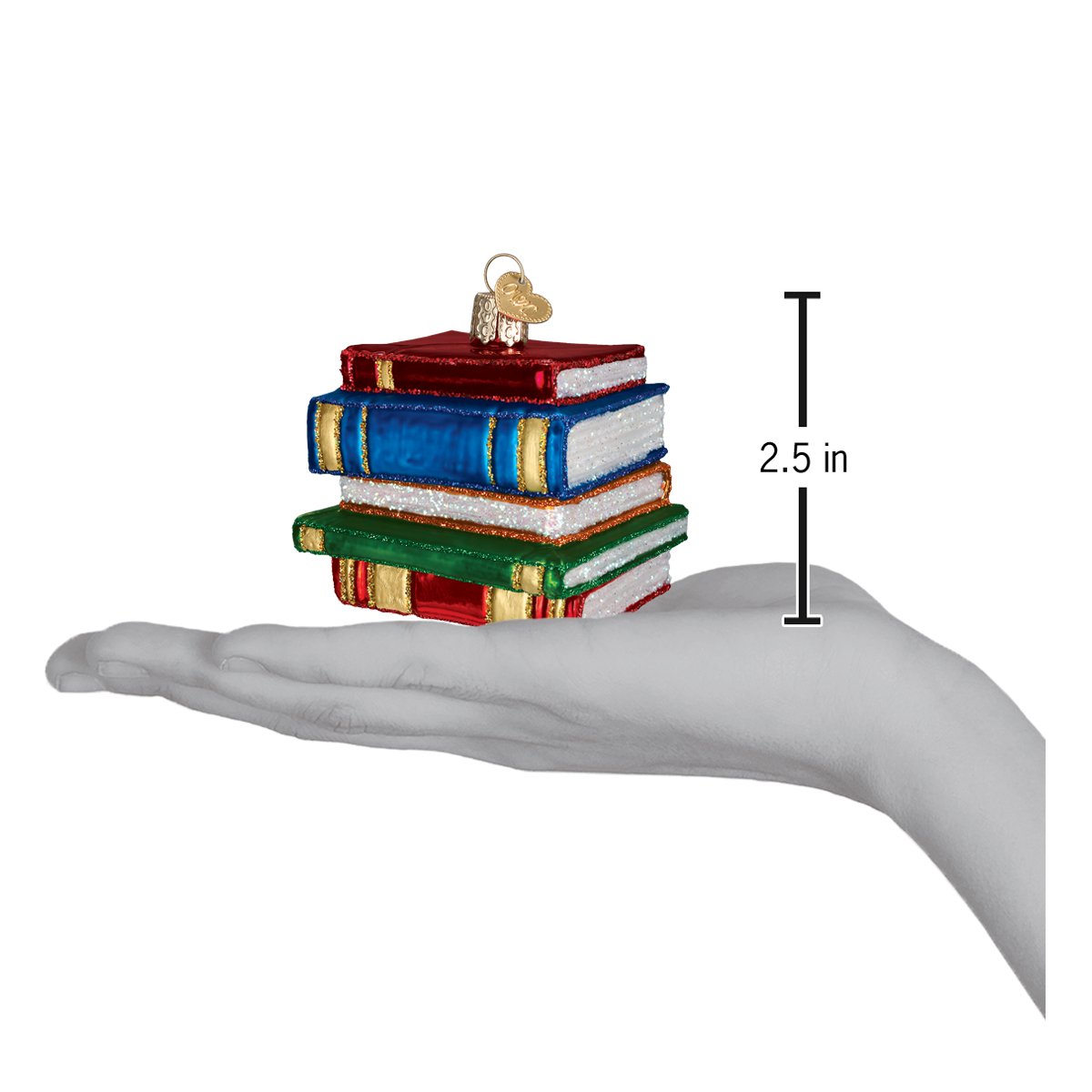 Old World Christmas Stack Of Books Ornament - hand-blown glass Christmas tree ornament (view 8)