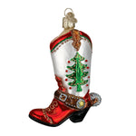 Old World Christmas Christmas Cowboy Boot - hand-blown glass Christmas tree ornament (view 3)