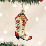 Old World Christmas Christmas Cowgirl Boot - hand-blown glass Christmas tree ornament