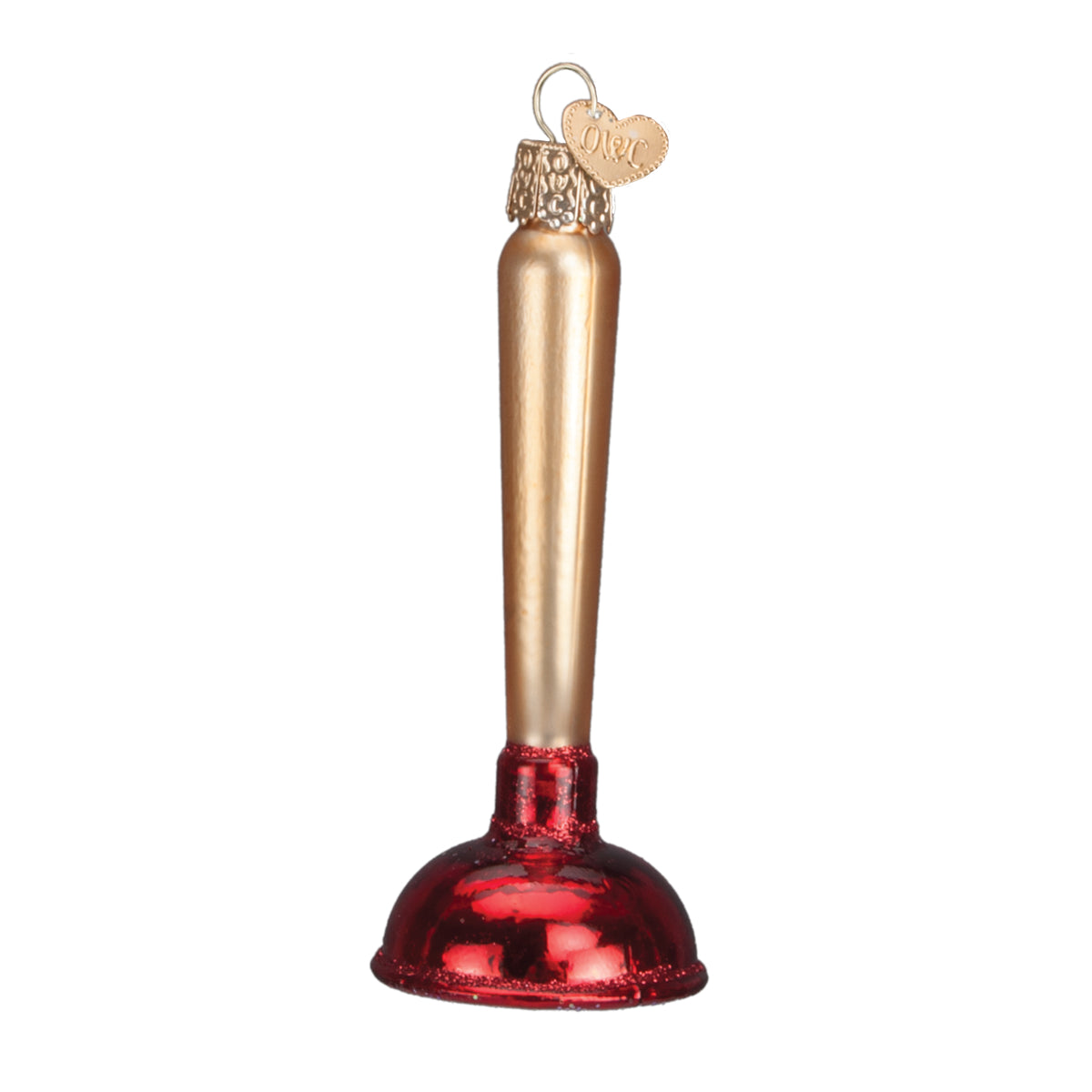 Old World Christmas Toilet Plunger Ornament - hand-blown glass Christmas tree ornament (view 3)