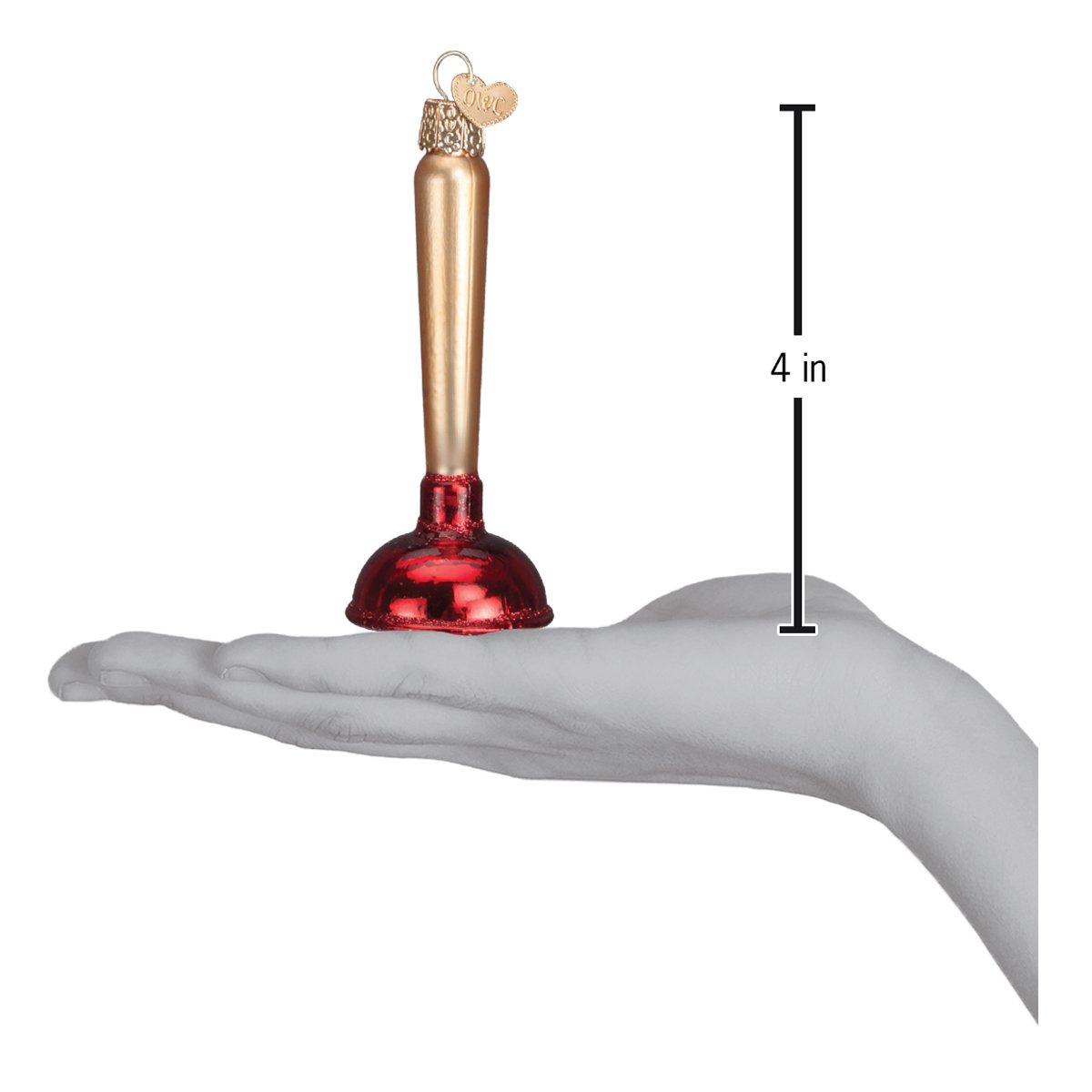 Old World Christmas Toilet Plunger Ornament - hand-blown glass Christmas tree ornament (view 4)