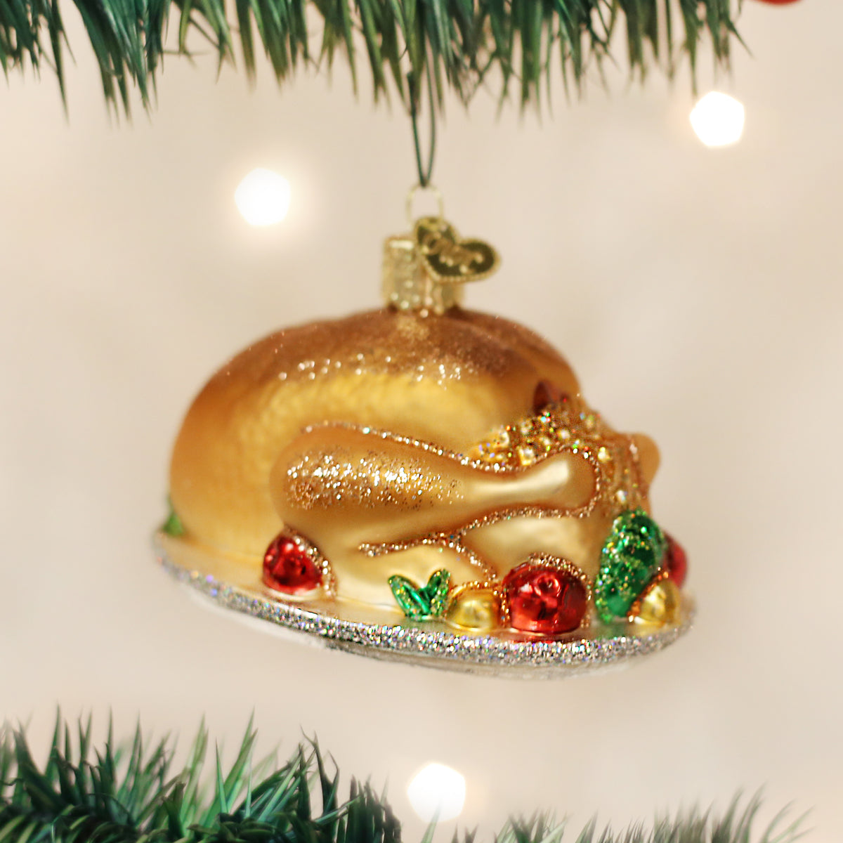 Old World Christmas Turkey Platter Ornament - hand-blown glass Christmas tree ornament