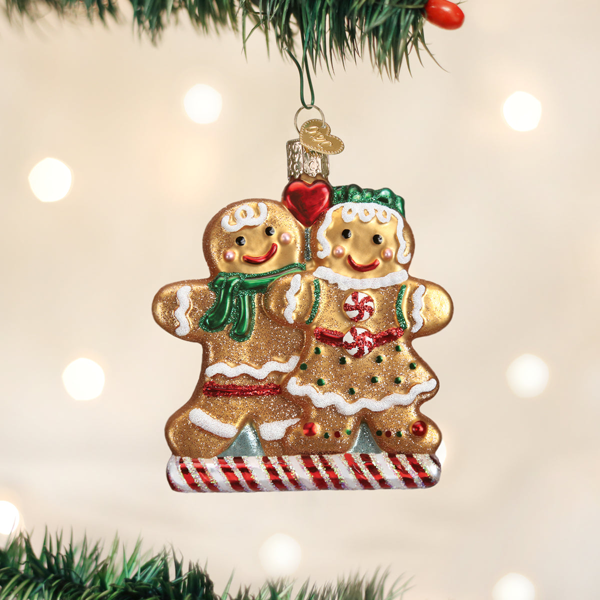 Old World Christmas Gingerbread Friends - hand-blown glass Christmas tree ornament