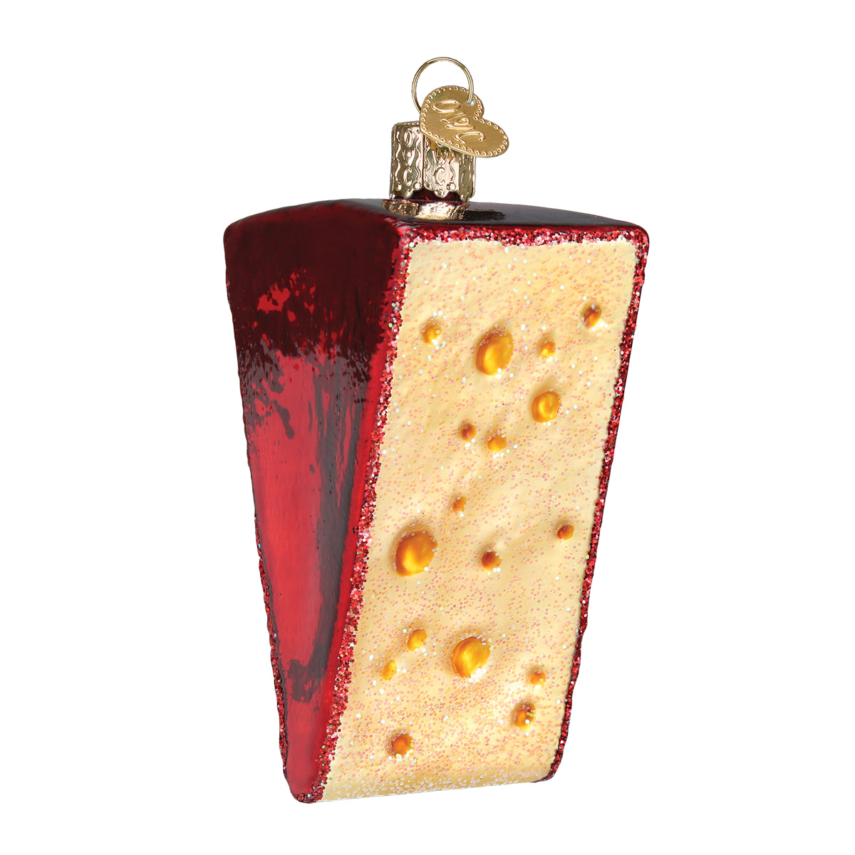 Old World Christmas Cheese Wedge Ornament - hand-blown glass Christmas tree ornament (view 3)