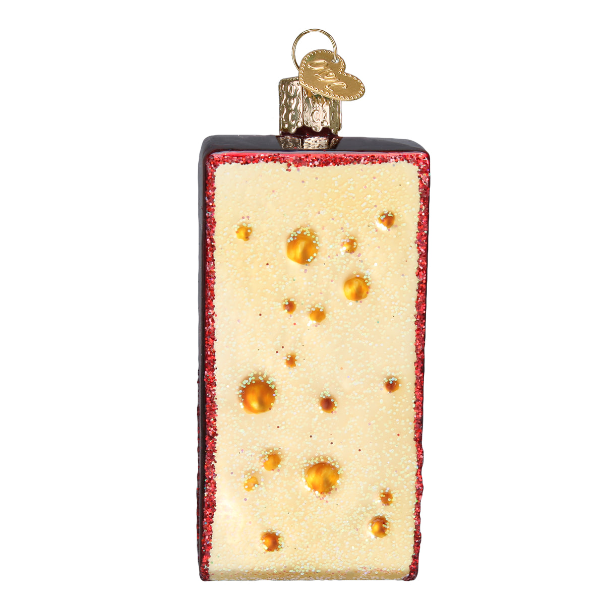 Old World Christmas Cheese Wedge Ornament - hand-blown glass Christmas tree ornament (view 4)
