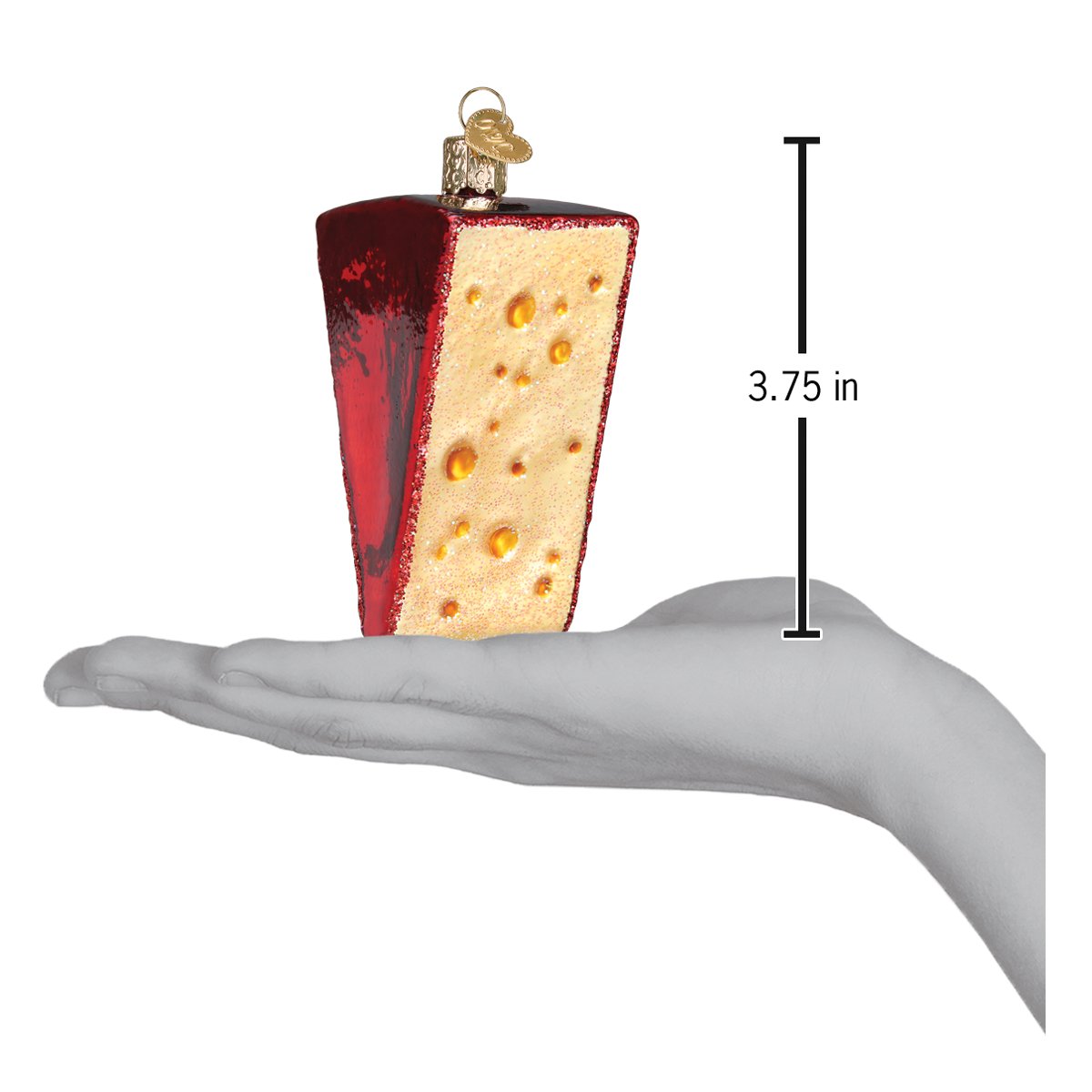 Old World Christmas Cheese Wedge Ornament - hand-blown glass Christmas tree ornament (view 7)