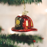 Old World Christmas Fireman's Helmet Ornament - hand-blown glass Christmas tree ornament