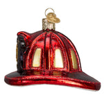 Old World Christmas Fireman's Helmet Ornament - hand-blown glass Christmas tree ornament (view 5)