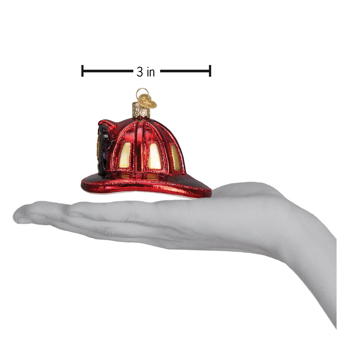 Old World Christmas Fireman's Helmet Ornament - hand-blown glass Christmas tree ornament (view 6)