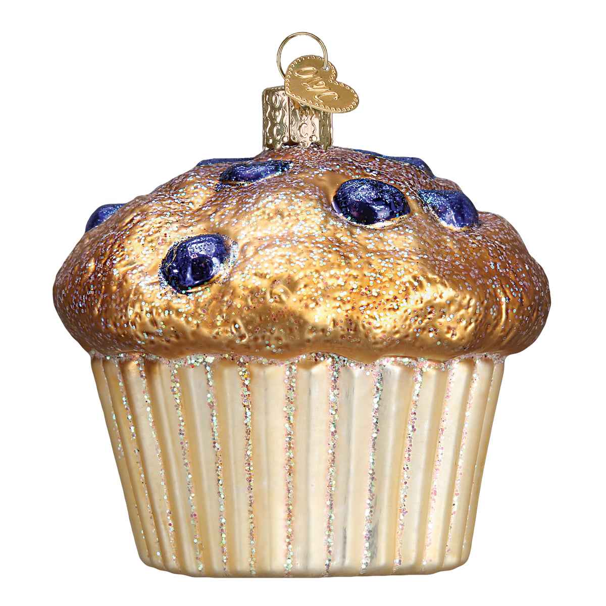 Old World Christmas Blueberry Muffin Ornament - hand-blown glass Christmas tree ornament (view 4)