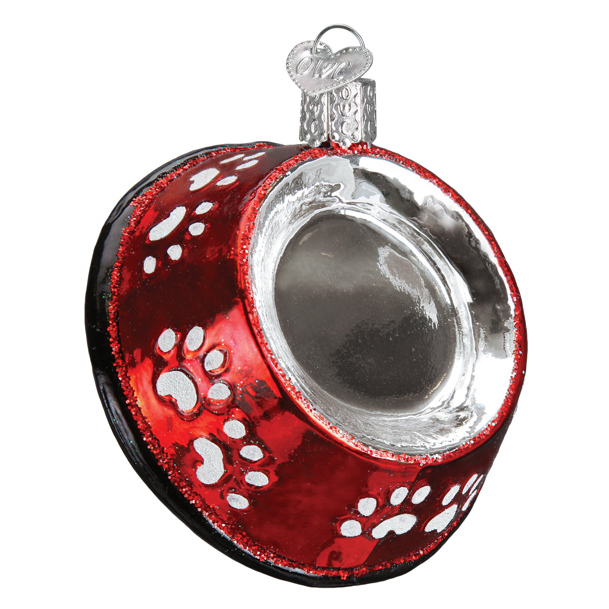 Old World Christmas Dog Bowl Ornament - hand-blown glass Christmas tree ornament (view 2)