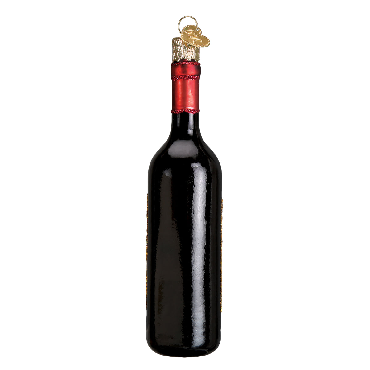 Old World Christmas Red Wine Bottle Ornament - hand-blown glass Christmas tree ornament (view 4)
