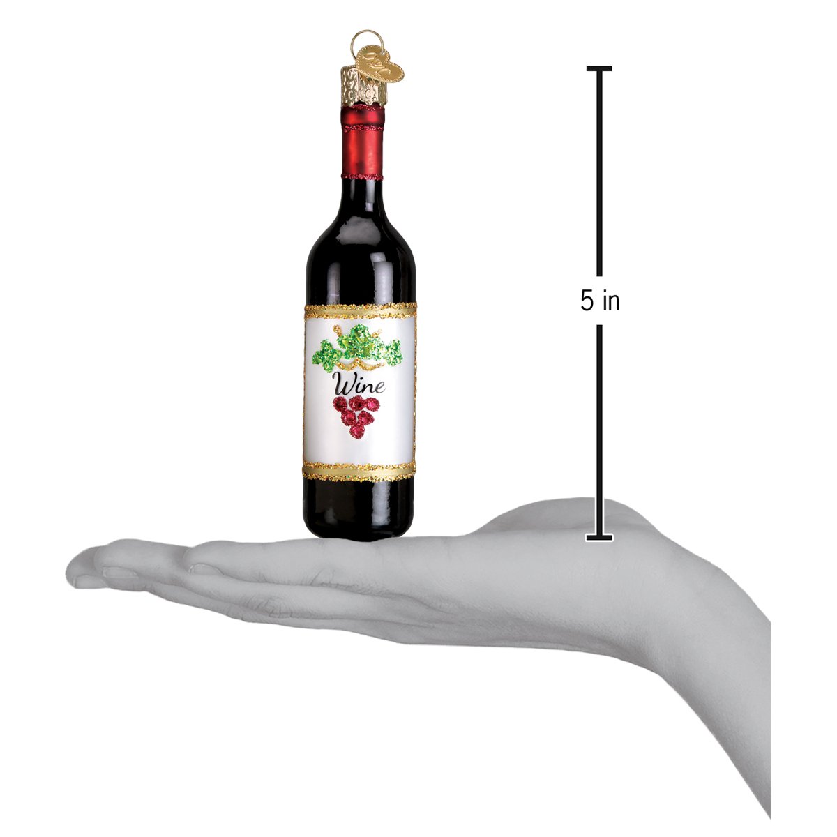 Old World Christmas Red Wine Bottle Ornament - hand-blown glass Christmas tree ornament (view 6)