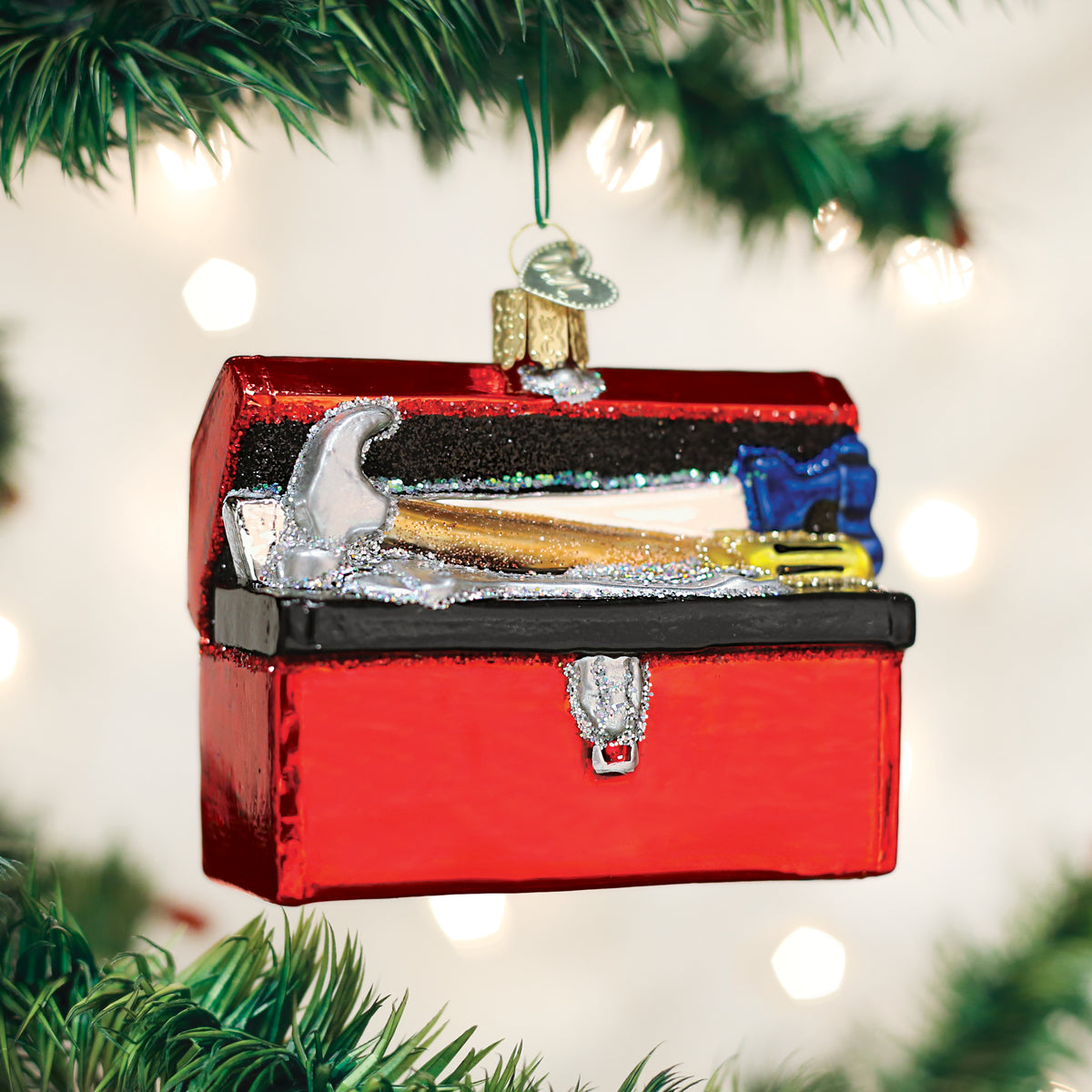 Old World Christmas Toolbox Ornament - hand-blown glass Christmas tree ornament