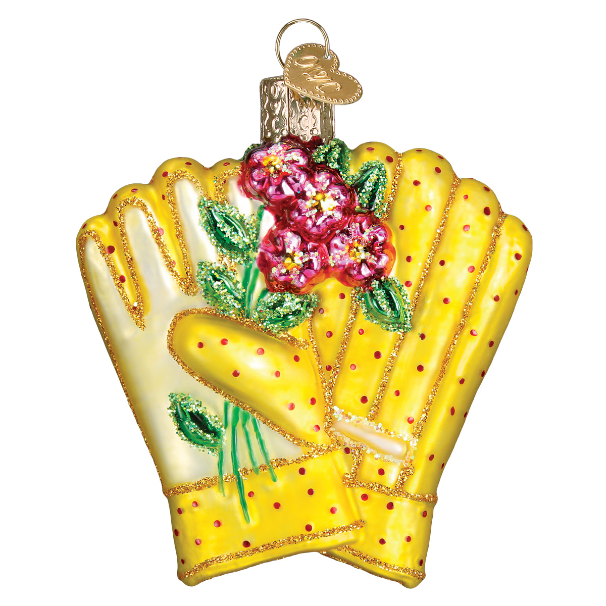 Old World Christmas Gardening Gloves Ornament - hand-blown glass Christmas tree ornament (view 3)