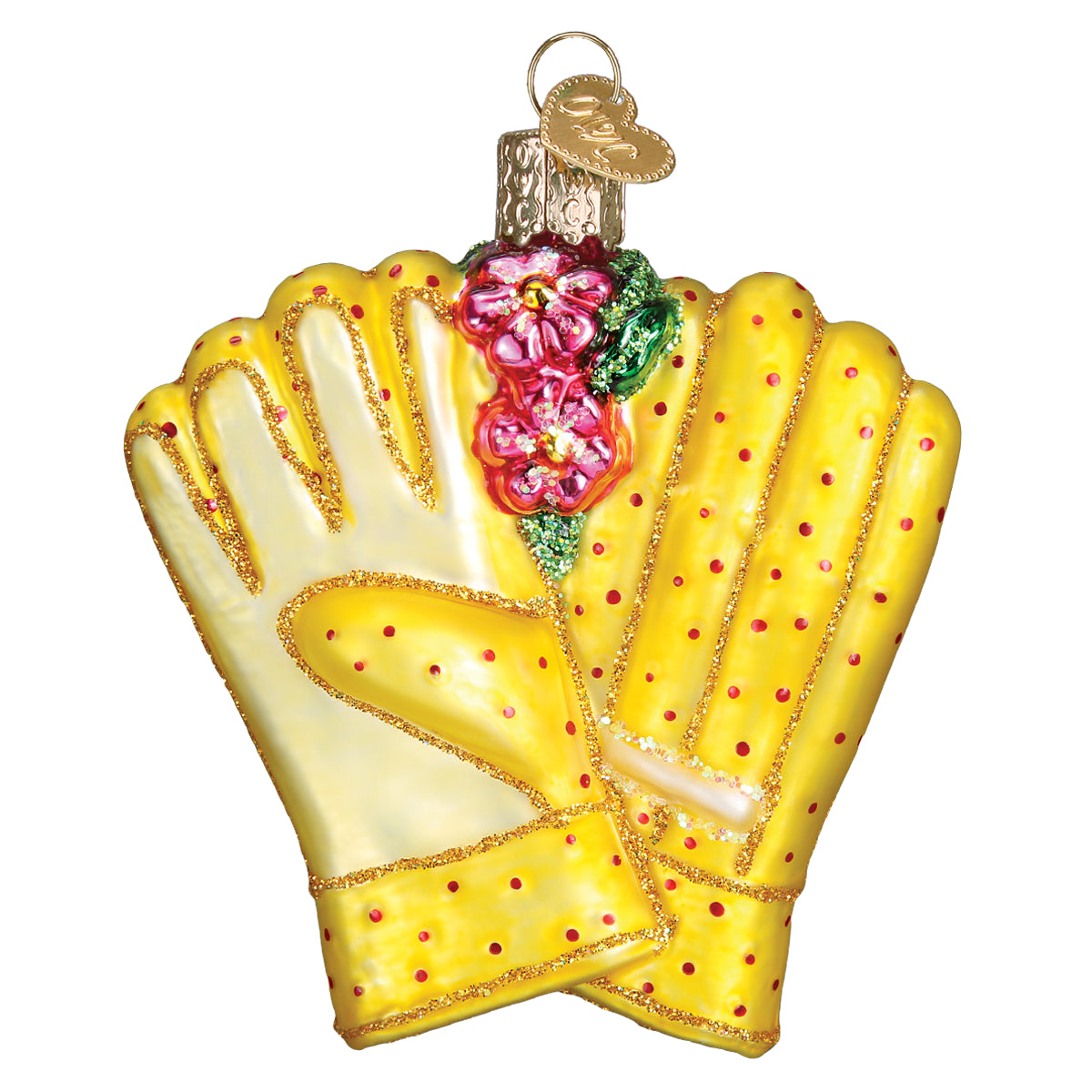 Old World Christmas Gardening Gloves Ornament - hand-blown glass Christmas tree ornament (view 4)