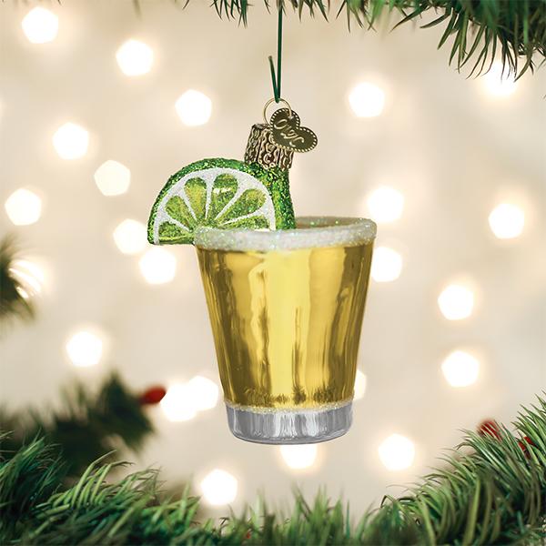 Old World Christmas Tequila Shot Ornament - hand-blown glass Christmas tree ornament