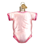 Old World Christmas Pink Baby Onesie Ornament - hand-blown glass Christmas tree ornament (view 3)