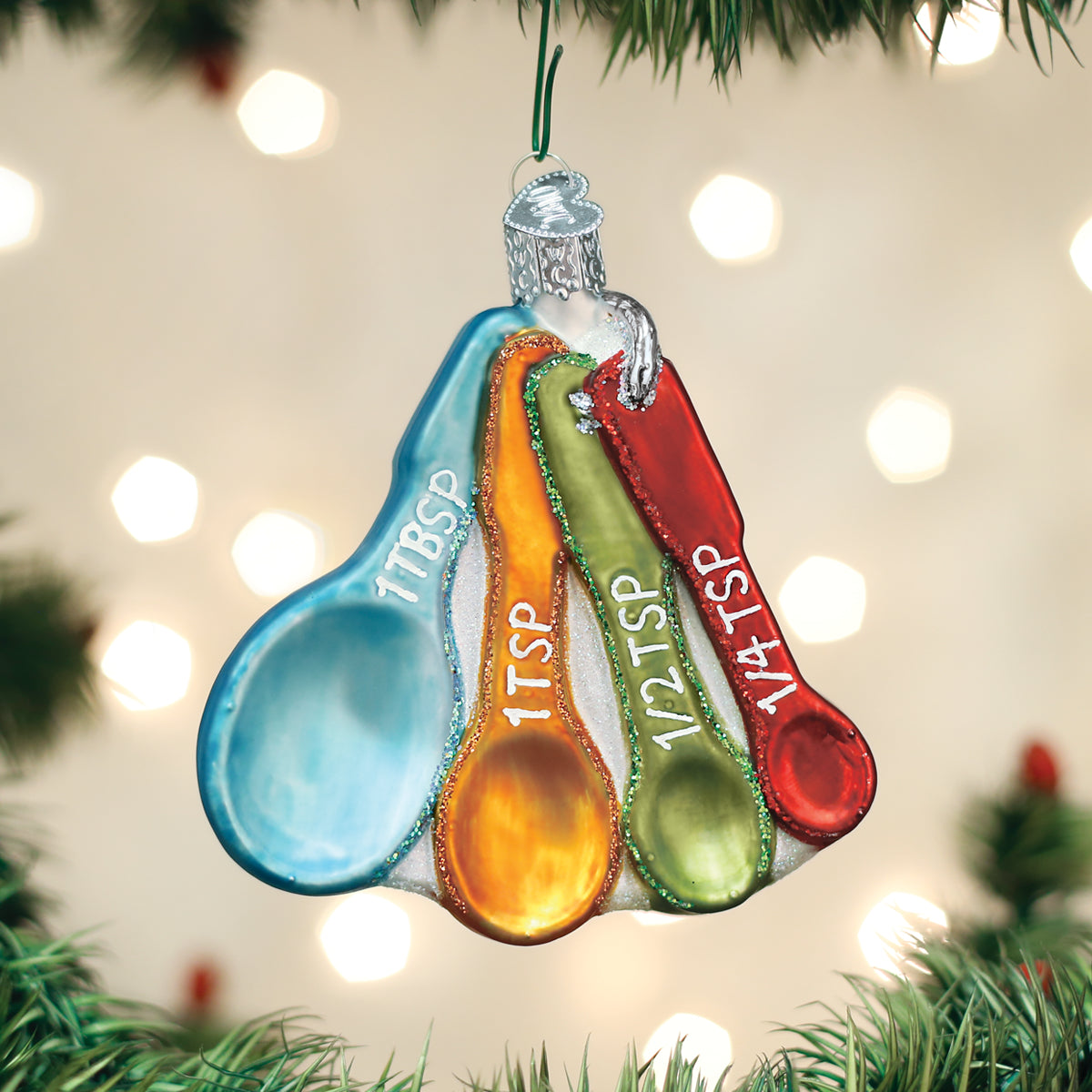 Old World Christmas Measuring Spoons Ornament - hand-blown glass Christmas tree ornament