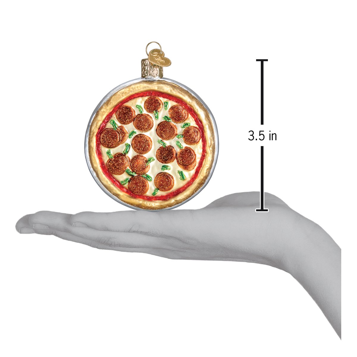 Old World Christmas Pizza Pie Ornament - hand-blown glass Christmas tree ornament (view 6)