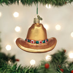 Old World Christmas Cowboy Hat Ornament - hand-blown glass Christmas tree ornament