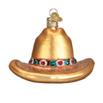 Old World Christmas Cowboy Hat Ornament - hand-blown glass Christmas tree ornament (view 3)