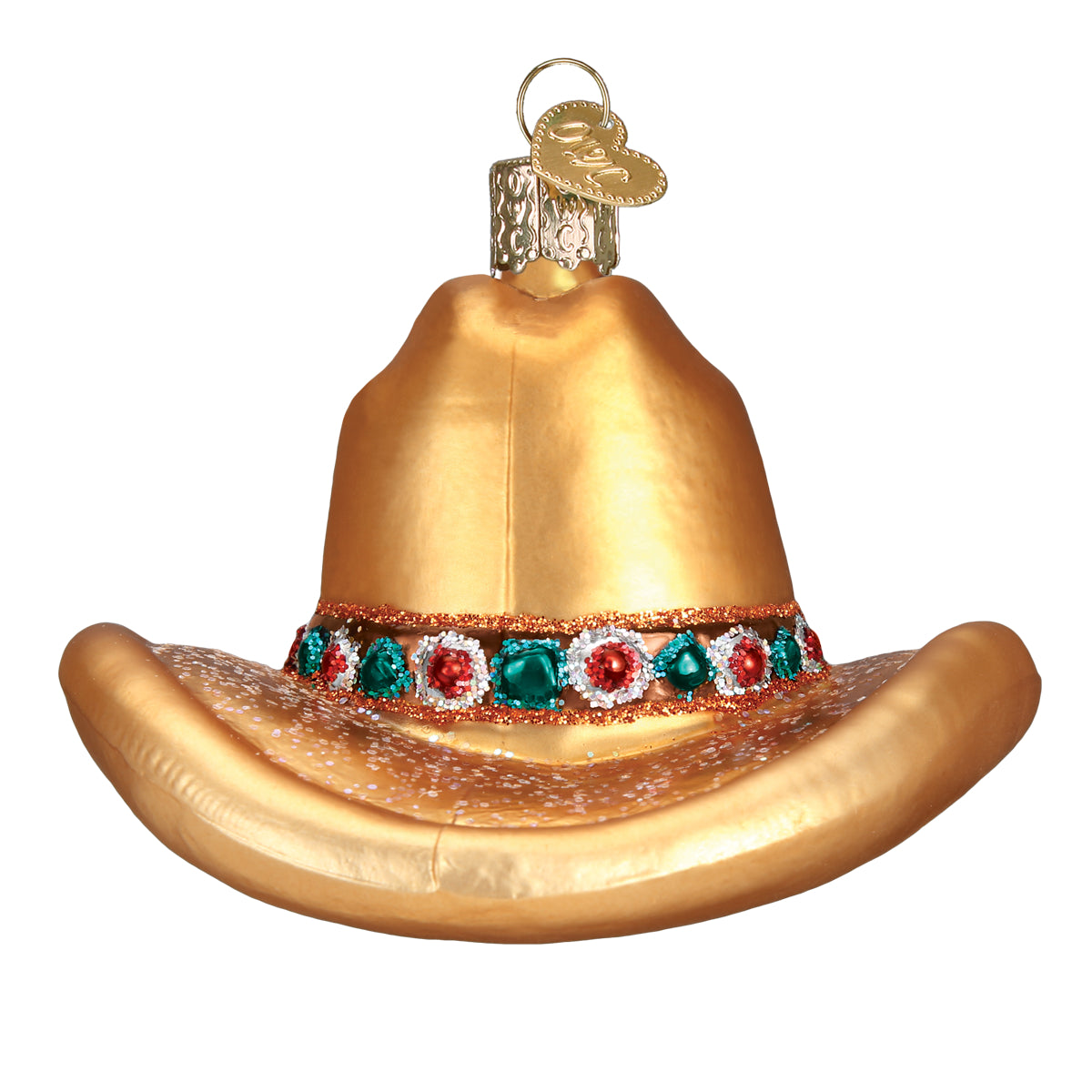 Old World Christmas Cowboy Hat Ornament - hand-blown glass Christmas tree ornament (view 4)