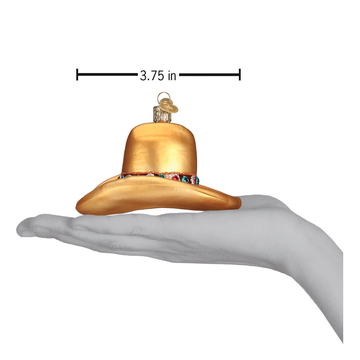 Old World Christmas Cowboy Hat Ornament - hand-blown glass Christmas tree ornament (view 6)
