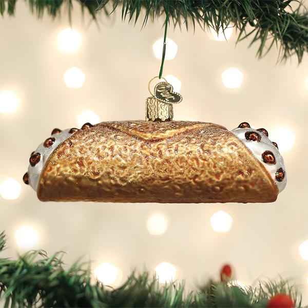 Old World Christmas Cannoli Ornament - hand-blown glass Christmas tree ornament