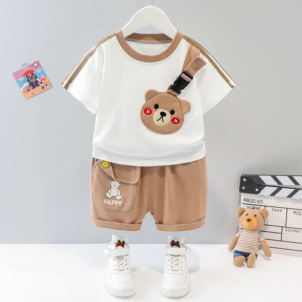 Short Sleeve Cartoon Animal Two-Piece Set Children's Western Style