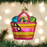 Old World Christmas Beach Bag Ornament - hand-blown glass Christmas tree ornament