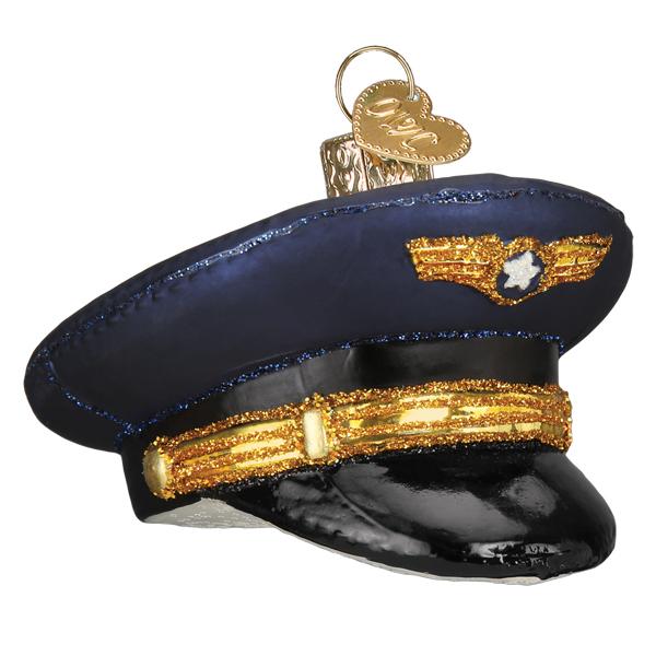 Old World Christmas Pilot's Cap Ornament - hand-blown glass Christmas tree ornament (view 3)
