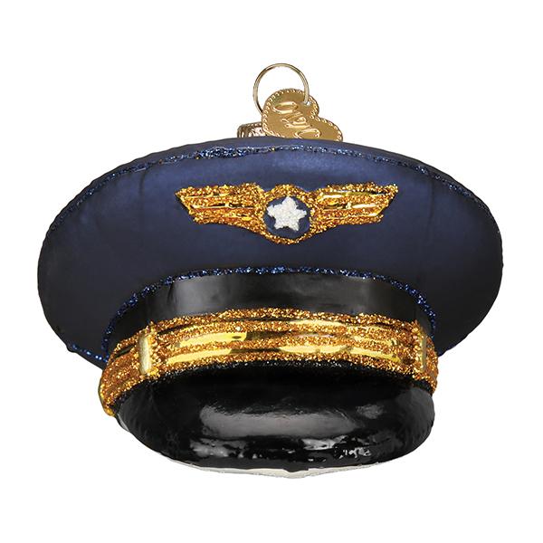 Old World Christmas Pilot's Cap Ornament - hand-blown glass Christmas tree ornament (view 5)