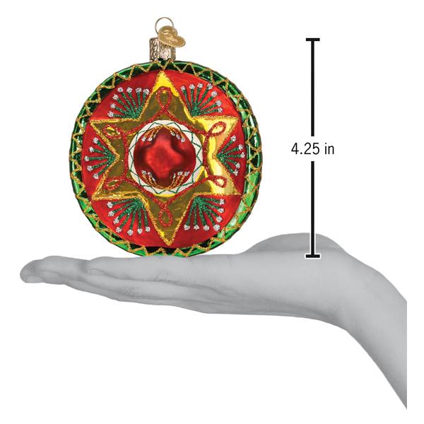 Old World Christmas Sombrero Ornament - hand-blown glass Christmas tree ornament (view 6)