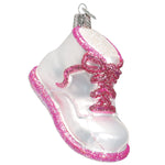 Old World Christmas Pink Baby Shoe Ornament - hand-blown glass Christmas tree ornament (view 3)