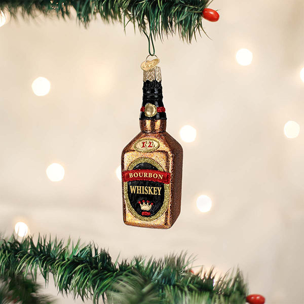 Old World Christmas Bourbon Bottle Ornament - hand-blown glass Christmas tree ornament