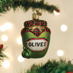 Old World Christmas Jar Of Olives Ornament - hand-blown glass Christmas tree ornament