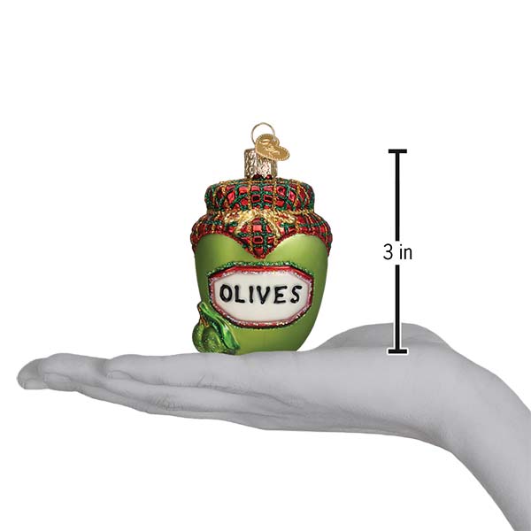 Old World Christmas Jar Of Olives Ornament - hand-blown glass Christmas tree ornament (view 6)