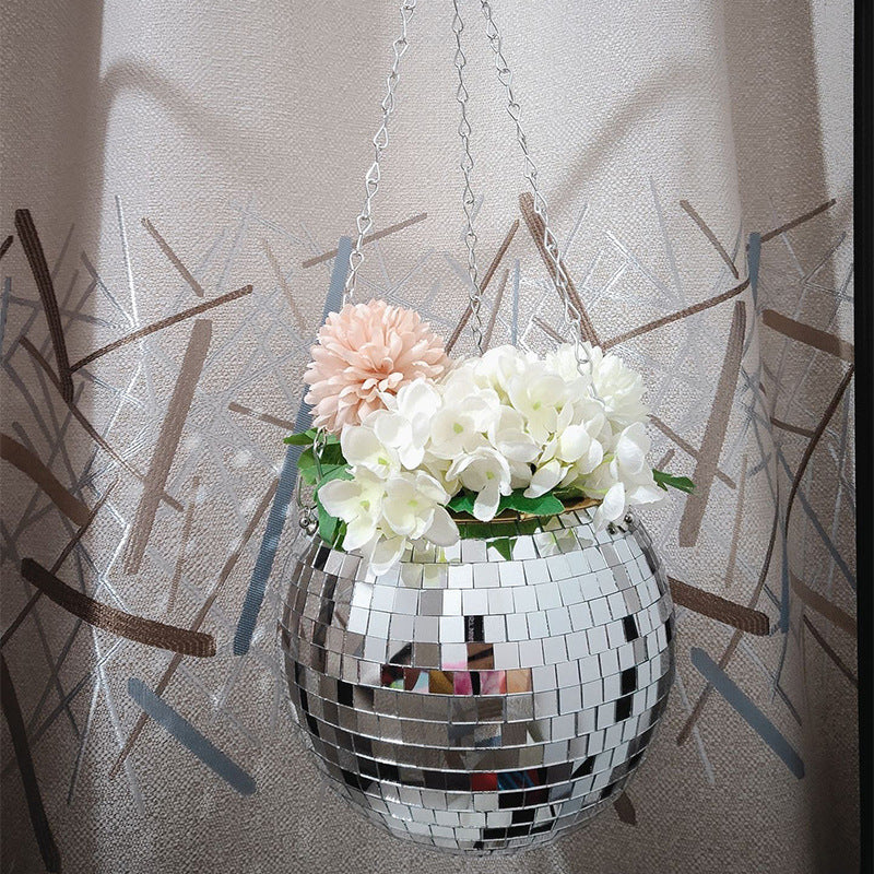Cross-border Disco Ball Planter Hanging Mirror Spherical Plastic Flowerpot - Cindi Book