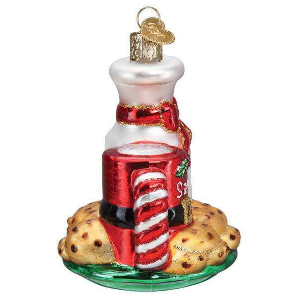 Old World Christmas Santa's Milk & Cookies Ornament - hand-blown glass Christmas tree ornament (view 5)