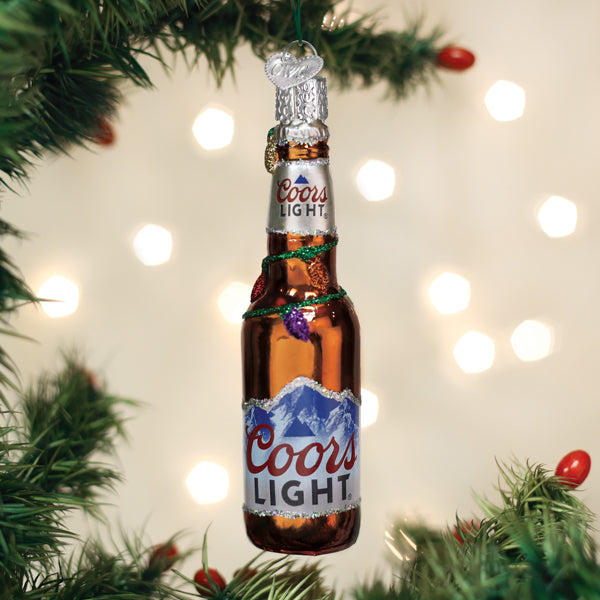 Old World Christmas Holiday Coors Light Bottle Ornament - hand-blown glass Christmas tree ornament